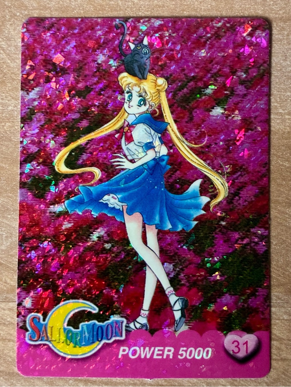 Vintage Sailor Moon  Usagi Tsukino and Luna Holographic Prism Card #31